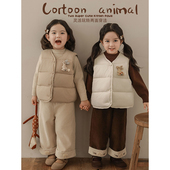 幼悠女童小兔玩偶棉马甲2025冬季 萌趣可爱吸湿透气防风保暖背心潮