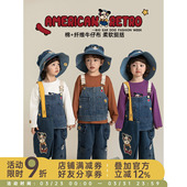 抗菌防螨儿童套装 幼悠女童春季 卡通t恤宽松直筒牛仔裤 长袖 潮 新款