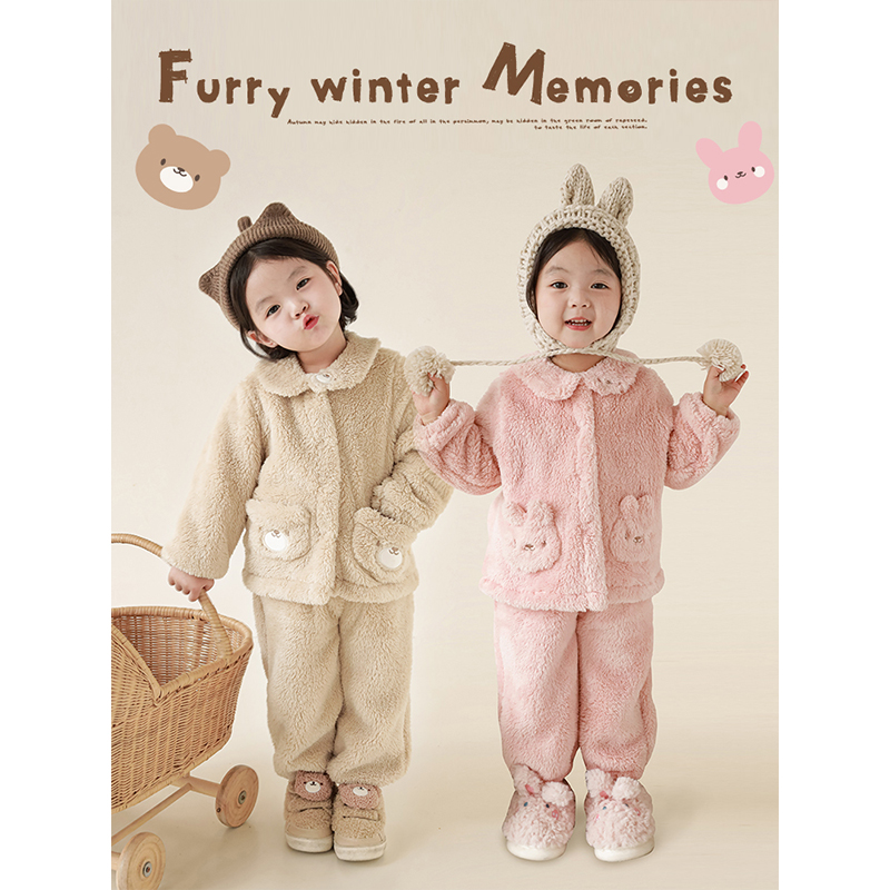 幼悠女童冬季家居服套装