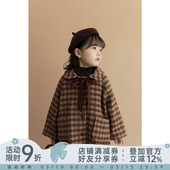 女童呢大衣洋气宝宝格子外套加厚保暖上衣 外衣冬季 幼悠新款 儿童装