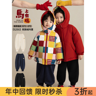 幼悠女童2025冬季新款加绒加厚小马束脚裤休闲百搭儿童运动裤年服
