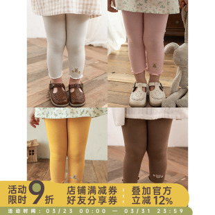 甜美可爱木耳边绣花小动物休闲裤 2025夏季 子潮 打底裤 幼悠女童修身