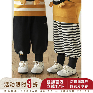 子 防风保暖束脚裤 幼悠女童加绒加厚企鹅毛巾绣花针织休闲长裤 冬季