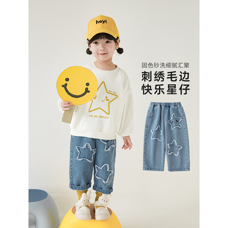 时尚宽松儿童休闲牛仔裤