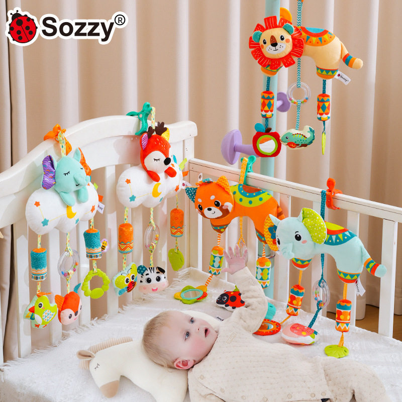 Sozzy新生儿推车挂件摇铃0-1婴儿车风铃宝宝车载床铃后排安抚挂饰