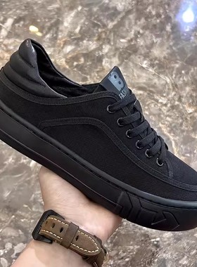 外贸帆布男鞋夏季透气百搭休闲黑色上班工作板鞋男士运动软底潮鞋