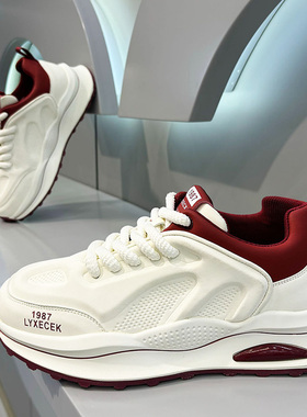 欧洲站男鞋夏季透气高级感学生运动厚底小白板鞋休闲白色老爹潮鞋