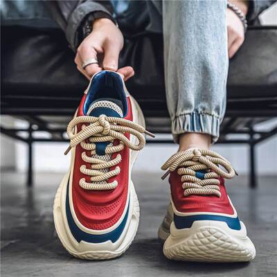 男鞋春秋爆款透气时尚百搭老爹鞋青少年休闲鞋厚底内增高运动潮鞋