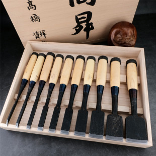 高昇作 角打追入凿 炭烧黑打 平凿扁铲 手工木工凿子 白纸钢高桥
