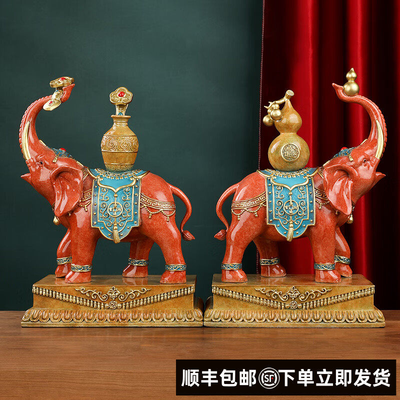 新中式大象铜摆饰玄关客厅泰平吉祥工艺装饰品摆设节日送礼祝福
