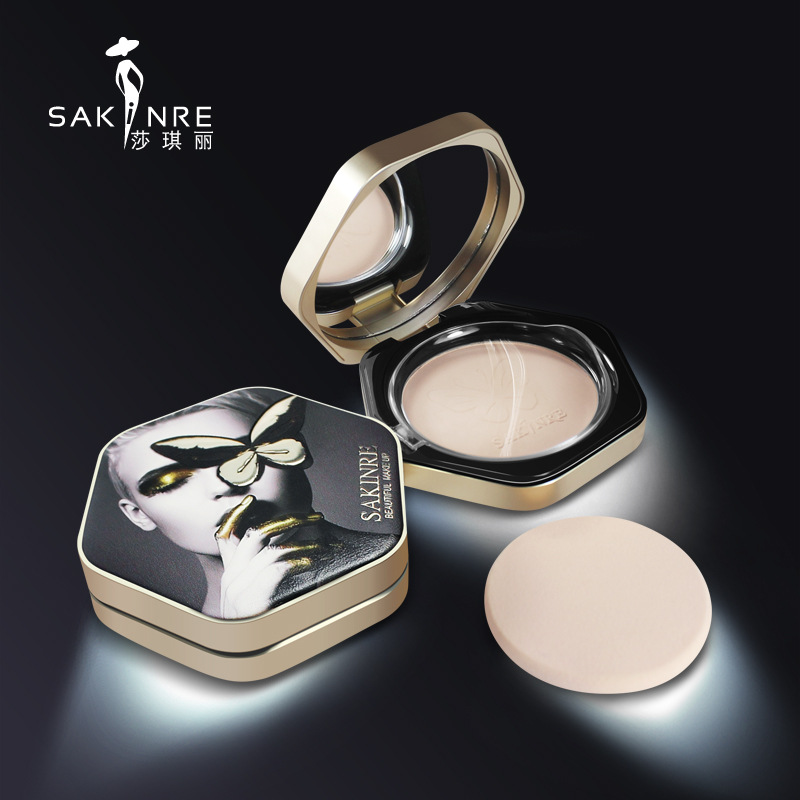 莎琪丽纳米美肤粉饼定妆不卡粉遮瑕痘印隔离隐形毛孔修容光粉
