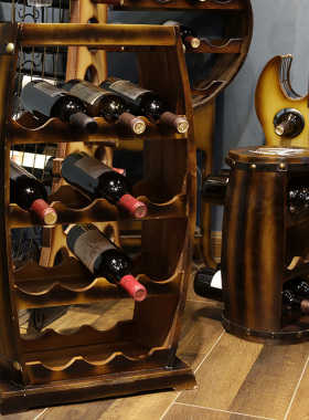 欧式风收纳餐厅落地装饰品红酒架