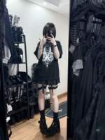 "Blocking Dreams: Original subculture double-sided printed pure cotton T-shirt, Dark Chinese trend Gothic short-sleeved transparent moon. thumbnail 3