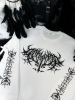 "Original Gothic national trend dark subculture long-sleeved printed thin hoodie transparent moon. thumbnail 2