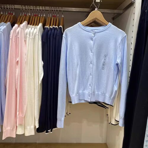 女装棉莫代尔混纺圆领针织开衫女毛衣毛衫长袖外套上衣482977