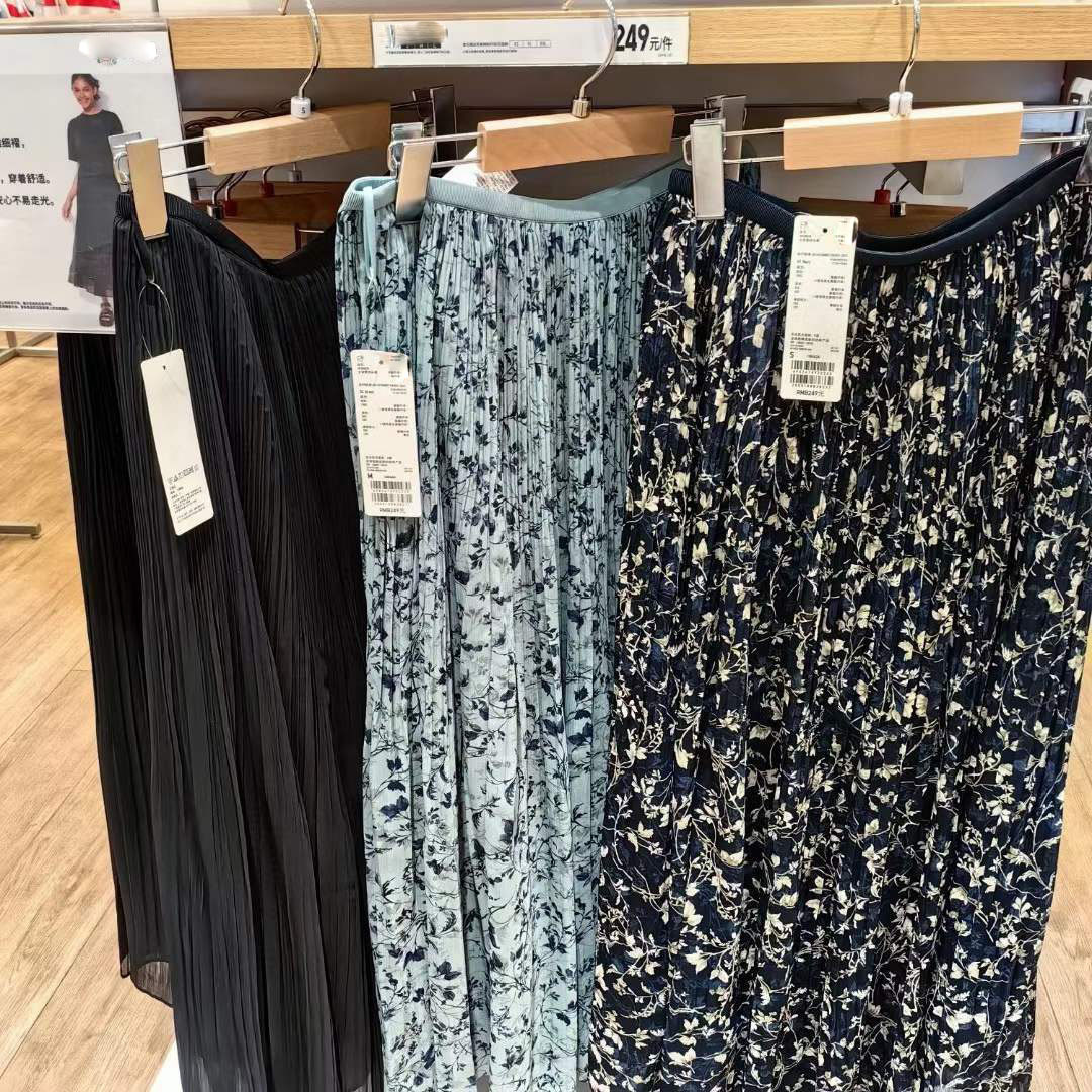 半身裙长裙高腰雪纺百褶裙子