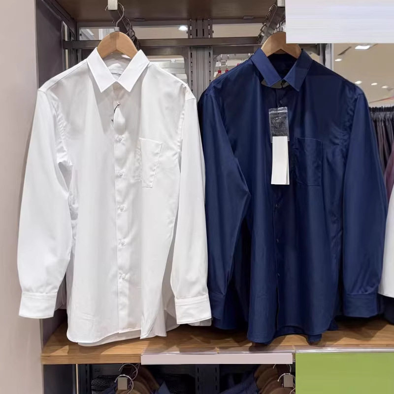 日单男装女装休闲时尚翻领条纹衬衫/长袖衬衣上衣服487343 487160 - 实物图