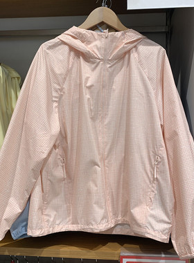 日单女装25夏季便携式防紫外线连帽外套格纹轻薄透气防晒衣474895