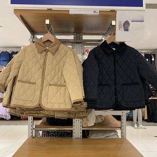 日单童装男童女童秋冬绗缝衬衫式茄克棉服外套菱形夹克棉衣471392