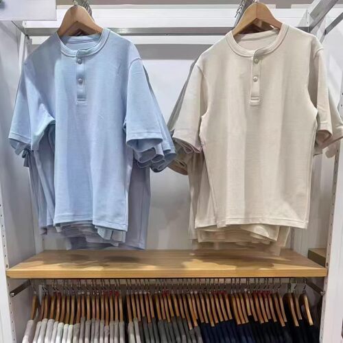 男装/女装快干华夫格亨利领T恤短袖体T恤上衣春新款475361/483924