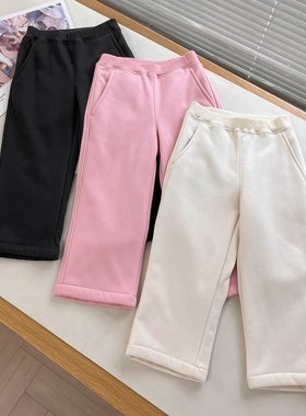 童装时尚仿羊羔绒休闲裤加绒加厚保暖宽松阔腿裤秋冬新款女478169