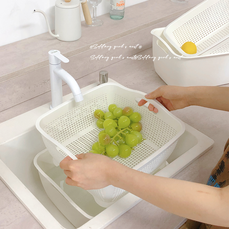 双层沥水篮塑料洗菜盆漏盆滤水篮菜篮厨房家用客厅水果篮子水果盘