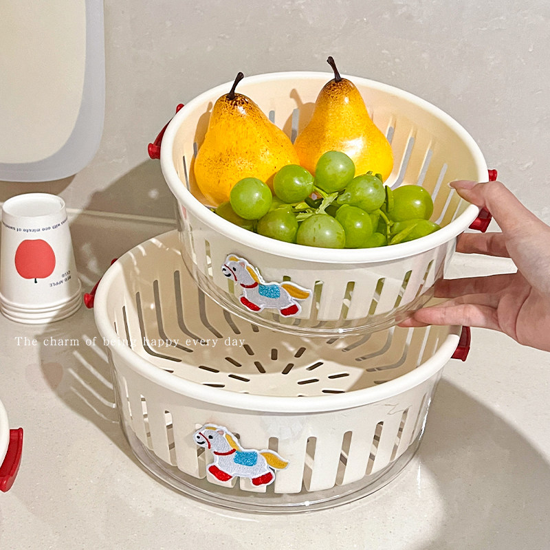 奶油风洗菜盆沥水篮新款厨房家用洗水果菜篮子多功能漏网滤水果篮,收纳整理,其他收纳篮,淘宝优惠券,粉丝福利购,淘宝优惠卷