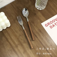 Stainless steel knives, forks, long-handled household Western-style tableware, steak knives, forks and spoons, Ins-style spoons and forks, dessert small soup spoons thumbnail 7