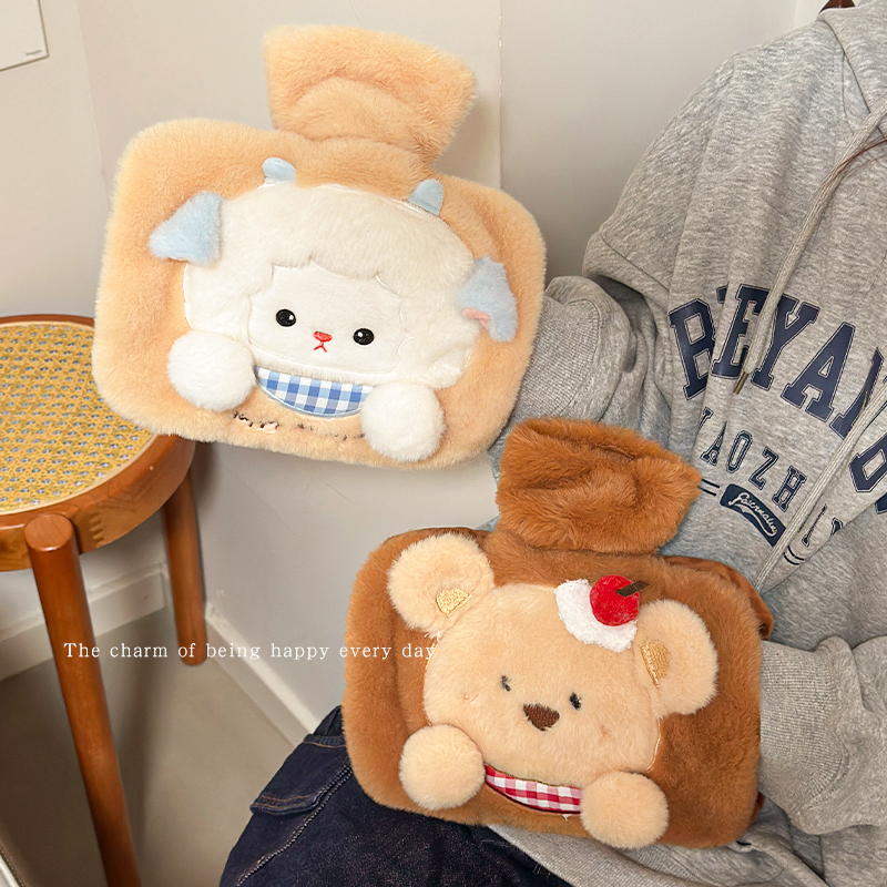 双插手热水袋注水暖水袋