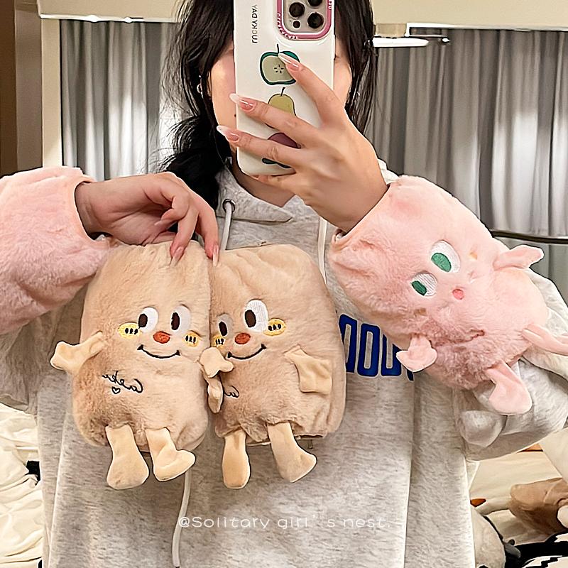 短款袖套女冬天韩版卡通袖头学生防脏手袖男儿童护袖可爱毛绒套袖