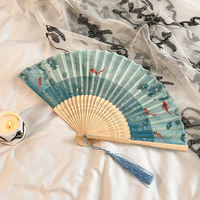 New Chinese-style fans, ancient-style folding fans, ink-wash paintings, Chinese-style Hanfu, horse-faced skirts, summer portable bamboo fans thumbnail 7