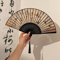 New Chinese-style fans, ancient-style folding fans, ink-wash paintings, Chinese-style Hanfu, horse-faced skirts, summer portable bamboo fans thumbnail 4