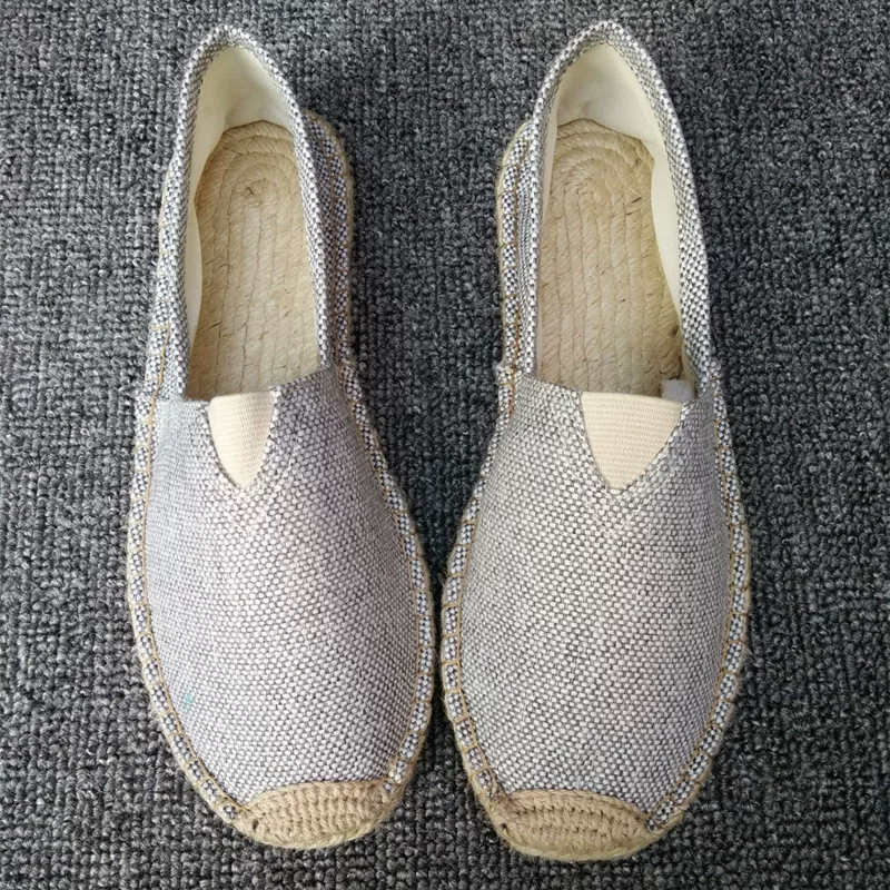 Обувь для отдыха, ленивые легко handmade лён рыбацкие туфли