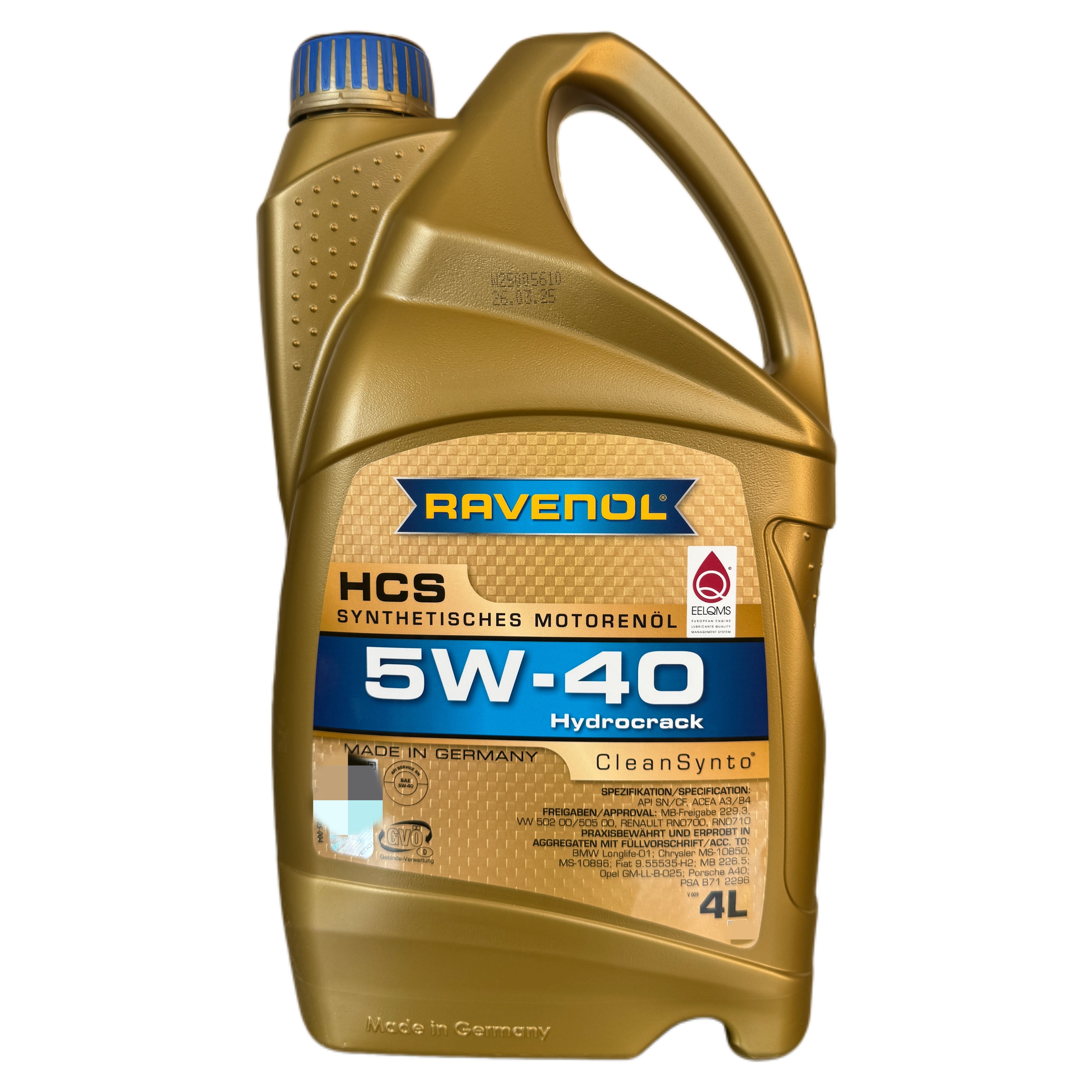 RAVENOL拉锋 HCS全合成机油5W-40汽车发动机润滑油SN级4L