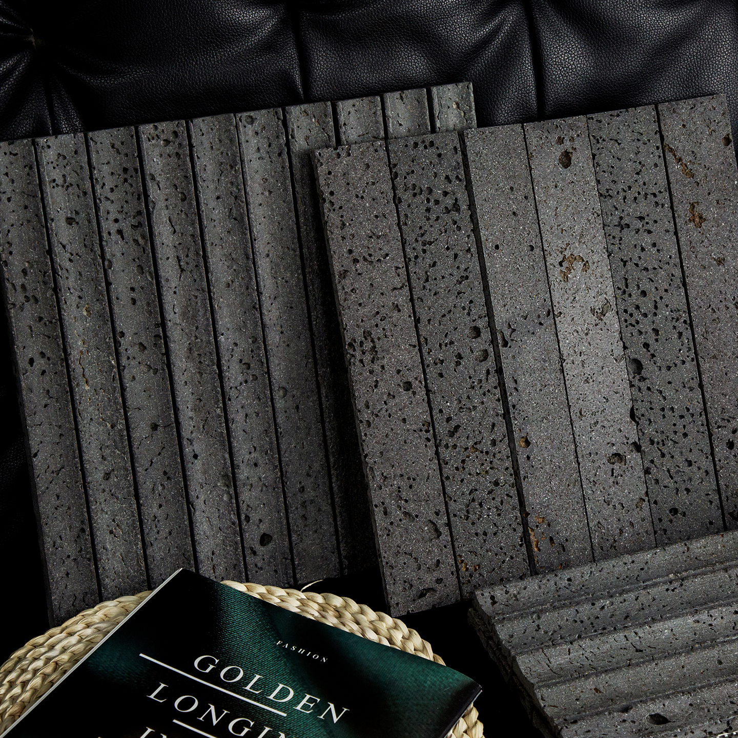 佳纷长条火山岩背景墙马赛克瓷砖