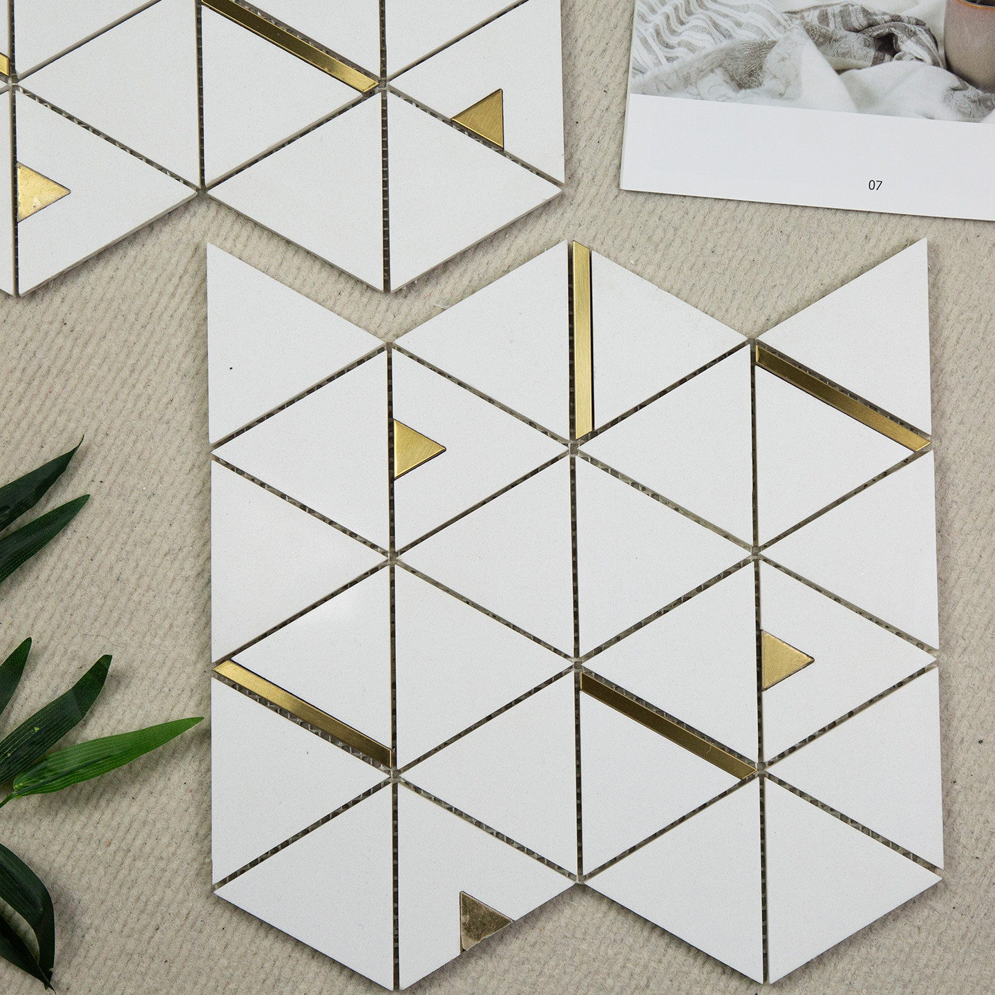 佳纷现代简约白色人造石金属艺术马赛克吧台浴室玄关餐厅背景墙砖