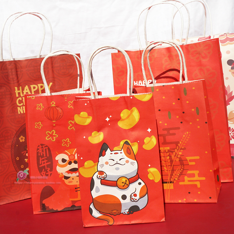包邮中国风新年春节礼品包装袋年货礼物糖果饼干礼物袋手提纸袋