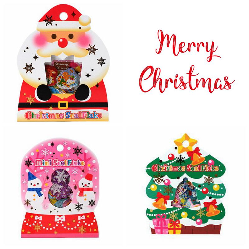 70枚卡通圣诞节创意异形贴纸包