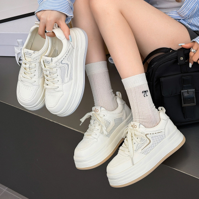 超轻发泡底透气网面厚底小白鞋女