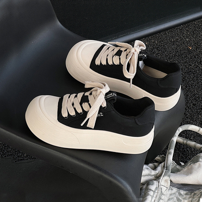 运费险丑萌大头松糕厚底鞋女真皮