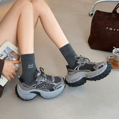 吸膜底保暖加绒增高厚底老爹鞋女