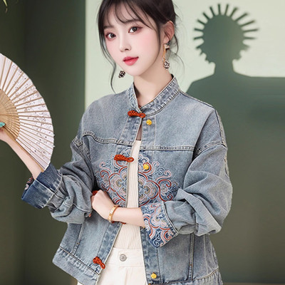 欧货新中式牛仔外套女春秋装上衣