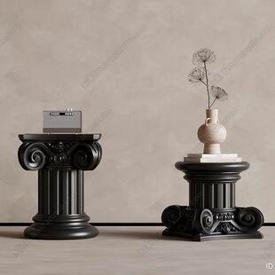 法式实木罗马柱边几茶几桌脚复古雕花沙发边几角几装饰工艺品边几