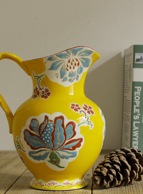 欧式风手工彩绘黄色陶瓷装饰品