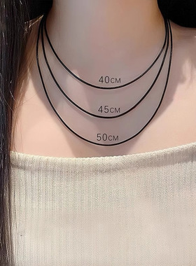 吊坠挂绳蜡皮绳锁骨链男女黑色细项圈挂件黄金水晶吊坠暗扣项链绳