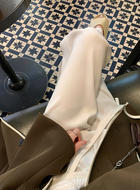 大小姐77 bi收！高品质显瘦好搭不透抽绳白色西装裤阔腿裤