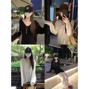 大小姐77云朵绒感醋酸/莱赛尔奢感柔软细腻卷边大领口显瘦防晒T恤