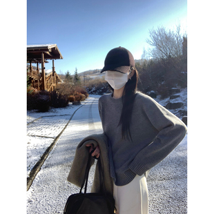 大小姐77 row风极简高克重100绵羊毛粗针宽松圆领毛衣 怒推