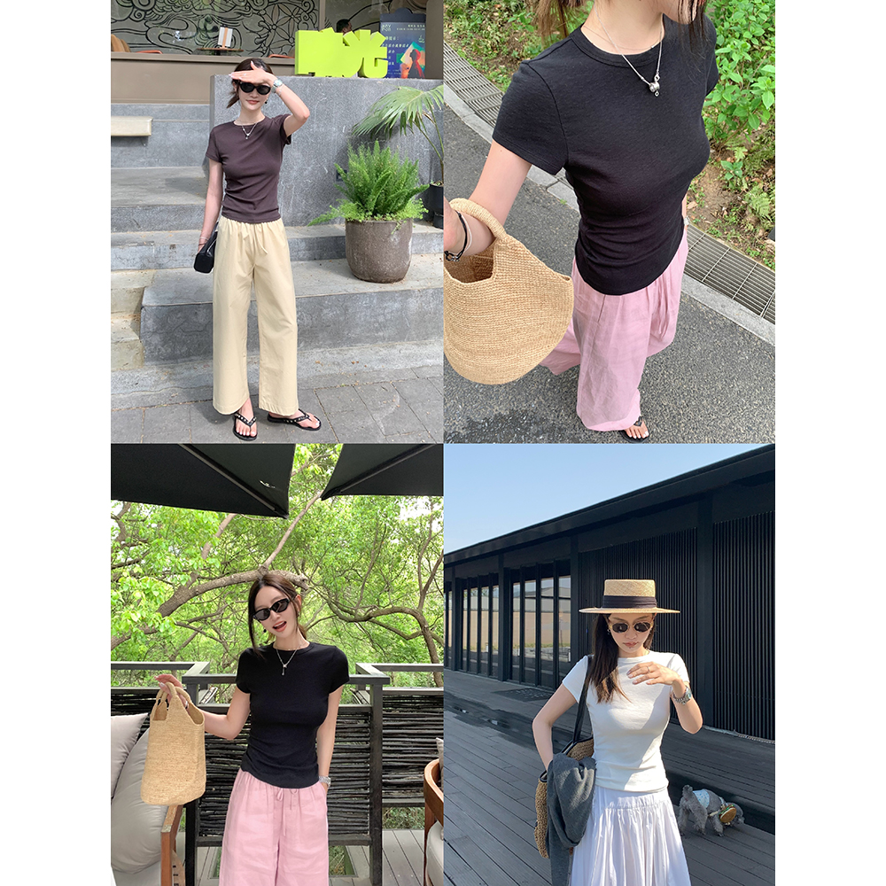 大小姐77 本期bi收！囤2件魔力显瘦奥地利天丝兰精短袖修身T恤