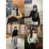 大小姐77经典 bi收100美丽诺羊毛row风宽松休闲慵懒加厚圆领套头毛